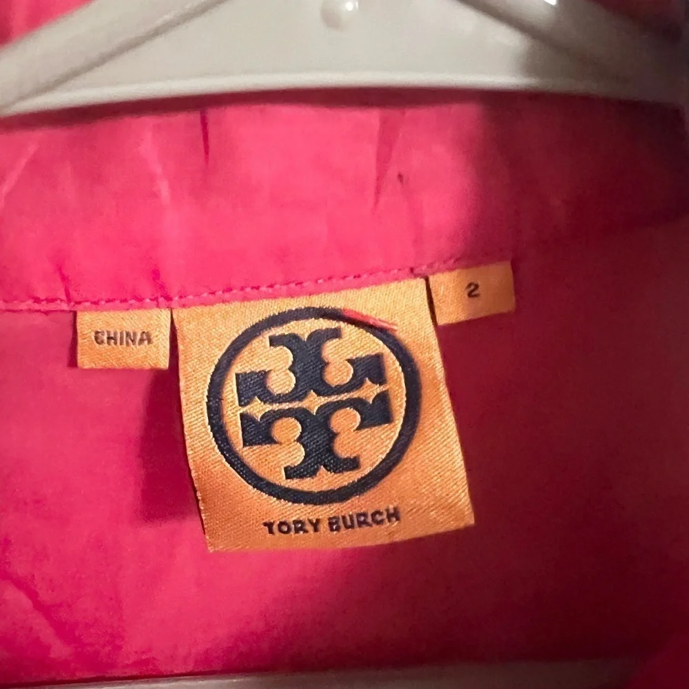 TORY BURCH MIRROR BEADED EMBROIDERED MAGENTA PINK TUNIC TOP SIZE 2
